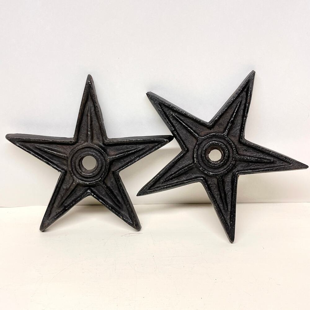 Cast Iron Barn Star Shaped Candle Holder Set 7"